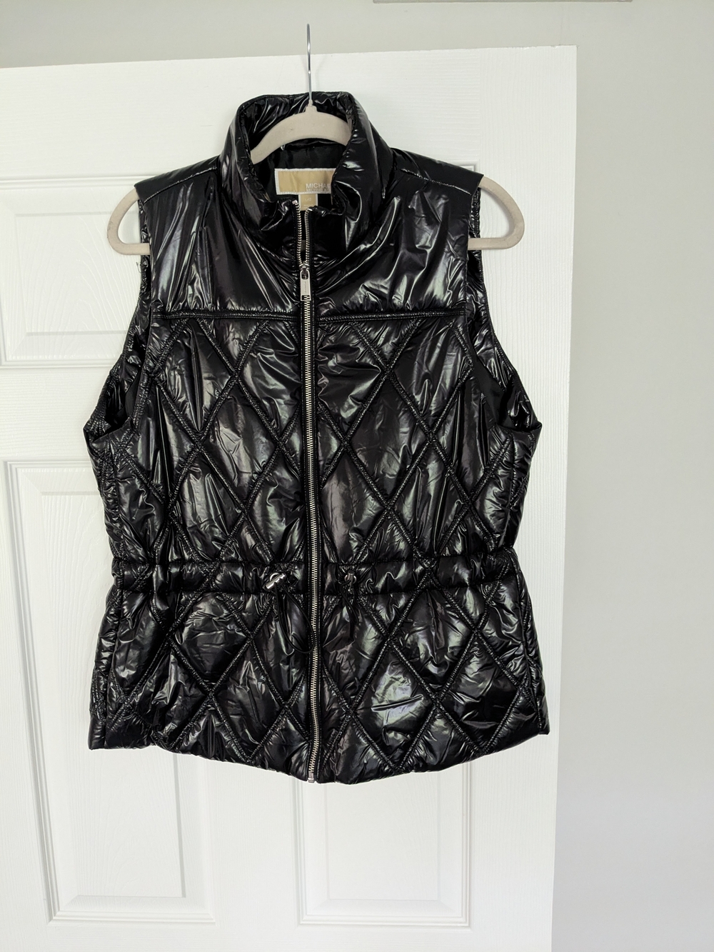 Michael Kors Glossy Black Quilted Puffer Vest